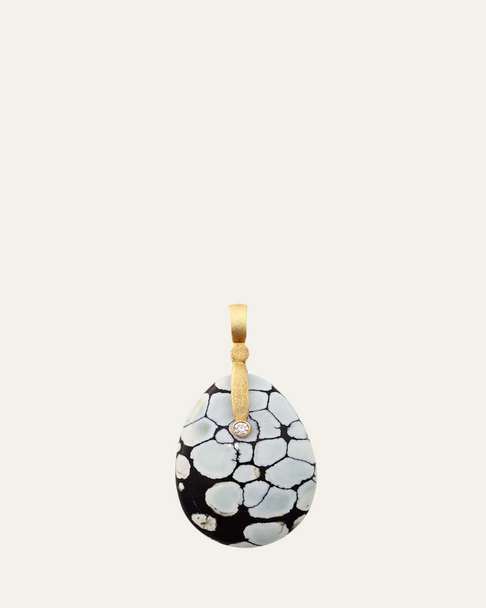 18K Yellow Gold Sticks and Stones Diamond and Australian Variscite Pendant